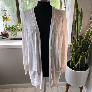 Lane Bryant Ivory Waffle Knit Cardigan 22/24